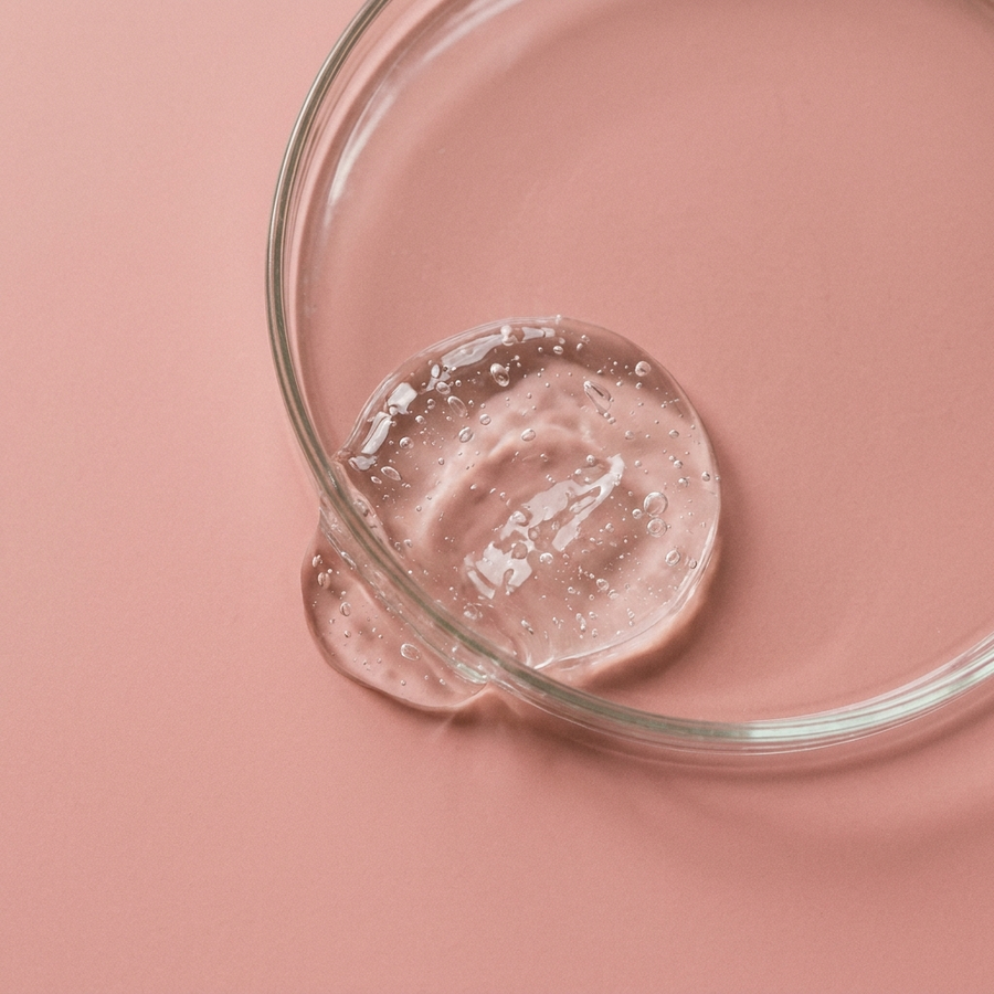 Hyaluronic acid gel in a glass petri dish